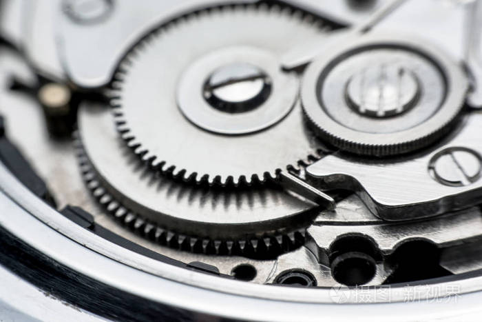 机械手表齿轮钟关闭时钟背景内的齿轮和齿轮