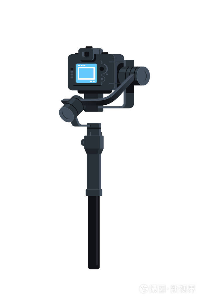 电动万向节稳定器为 dslr 无镜相机防摇工具记录视频场景概念隔离垂直平面