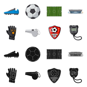 足球和齿轮符号的矢量设计。足球和锦标赛股票矢量图集