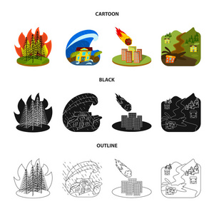 天气和危难图标的孤立对象。天气和崩溃股票向量的集合例证