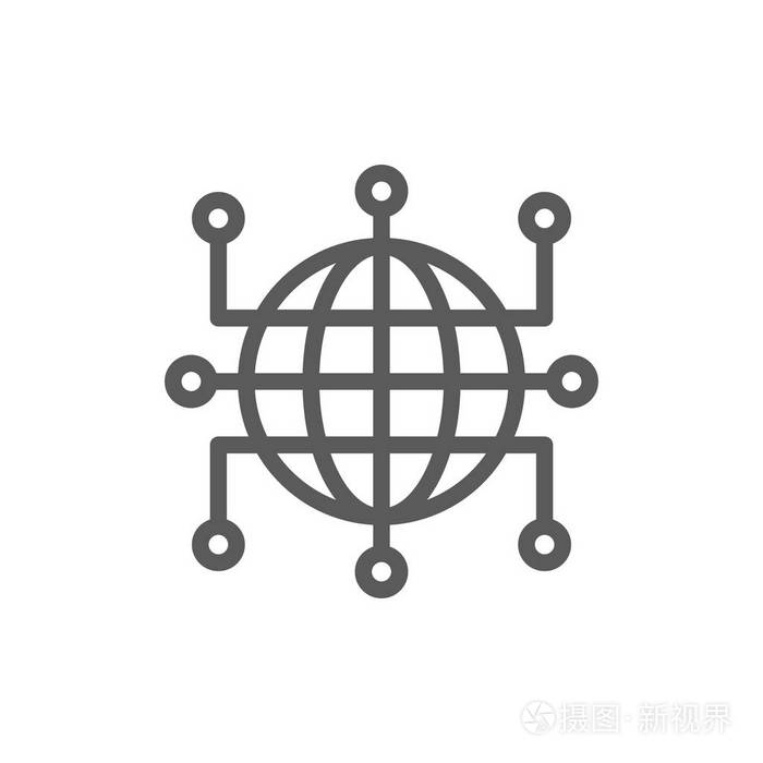 全球世界, 紧密的联系人, 区块链, 加密货币线图标