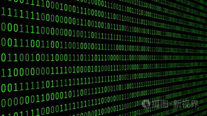 计算机屏幕上的01或二进制数在监控矩阵背景下的数字数据代码中的黑客