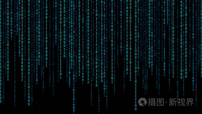 计算机屏幕上的01或二进制数在监控矩阵背景下的数字数据代码中的黑客