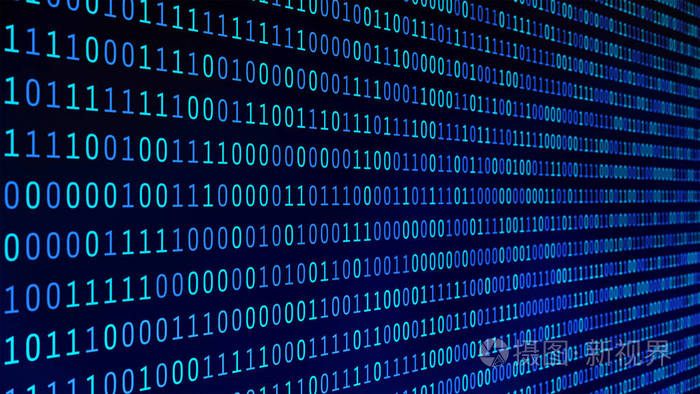 计算机屏幕上的01或二进制数在监控矩阵背景下的数字数据代码中的黑客