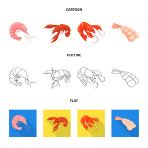 开胃菜和海洋标志的矢量设计。 一套开胃菜和美味的股票符号为网络。