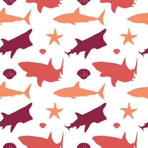个鲨鱼捕食者的无缝可重复模式相似素材图片