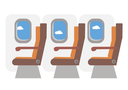 过道上的一排排座位. 白色背景的矢量插图.照片