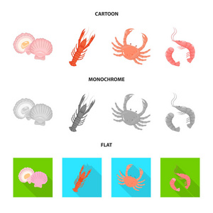 新鲜和餐馆标志的向量例证。一套新鲜和海洋股票符号的网络