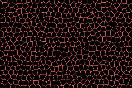 黑色背景上的珊瑚细胞. 几何多边形形状网格图案.照片