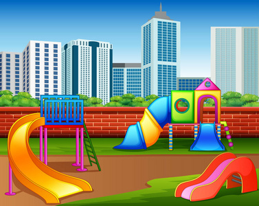 城市公园的幼儿园或儿童游乐场图片