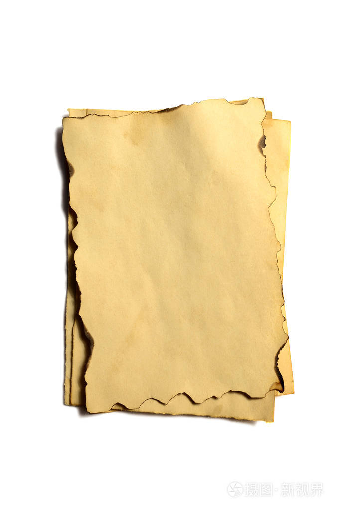 古色古香的老式碎纸手稿或羊皮纸几乎没有一件旧的空白垂直地定向在