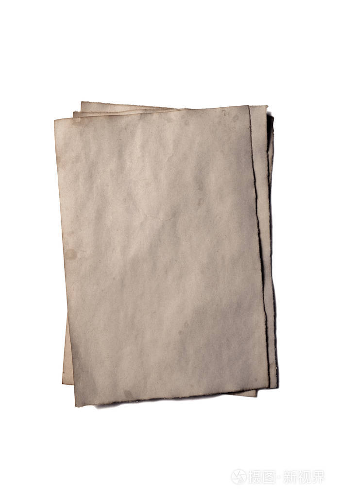 香的老式碎纸,手稿或羊皮纸几乎没有一件旧的空白,垂直地定向在白色上