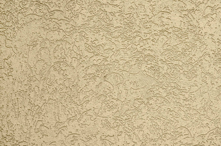 树皮甲虫风格的米色装饰石膏的纹理。俄罗斯装饰外墙的变化