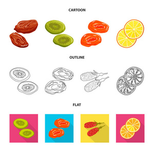 食品和生标的矢量设计。收集网络的食物和自然股票符号