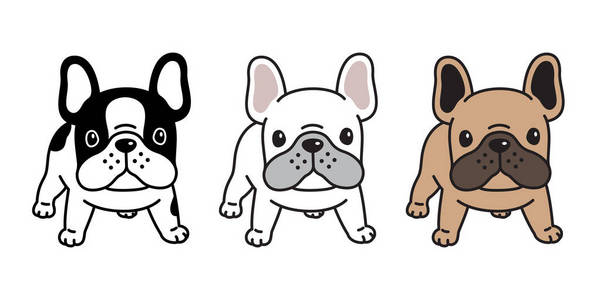 狗矢量法国斗牛犬图标卡通人物小狗品种标志插图照片