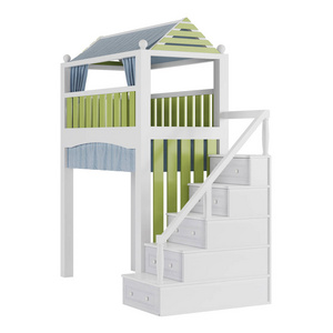 s bunk bed isolated on a white background. 3D rendering.