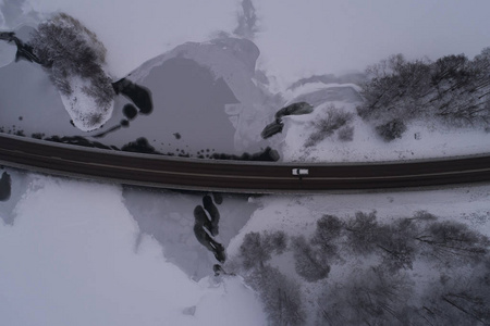 冬季道路鸟瞰图