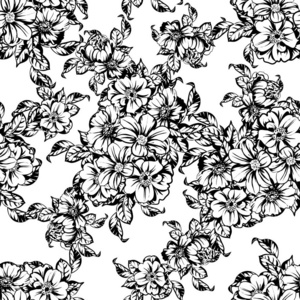 黑白复古花图案背景矢量插图图片