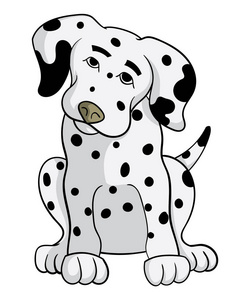 卡通人物可爱有趣的达尔马提亚狗孤立在白色背景矢量插图