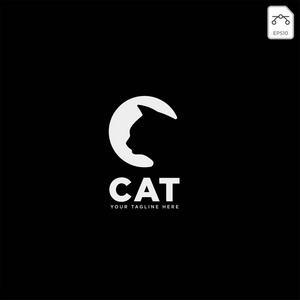 字母c猫宠物动物类型标志模板矢量图标隔离照片