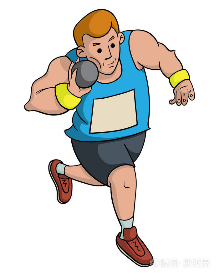 卡通男性核心投掷者孤立在白色背景矢量插图插画-正版商用图片18hq9w