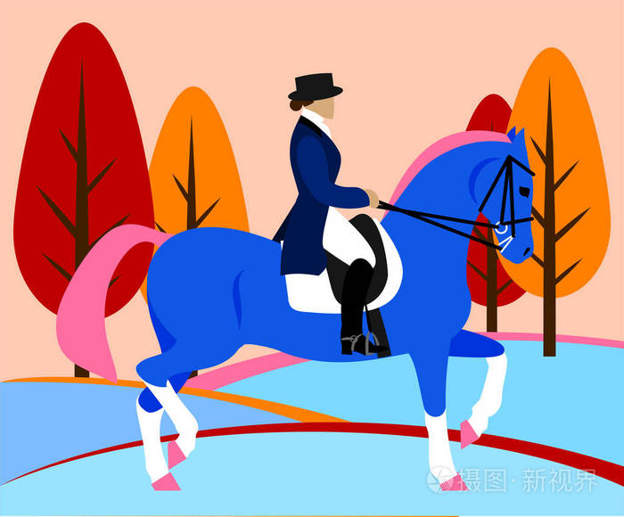 骑马的女骑手(骑手)平面设计插画-正版商用图片18hqcn-摄图新视界