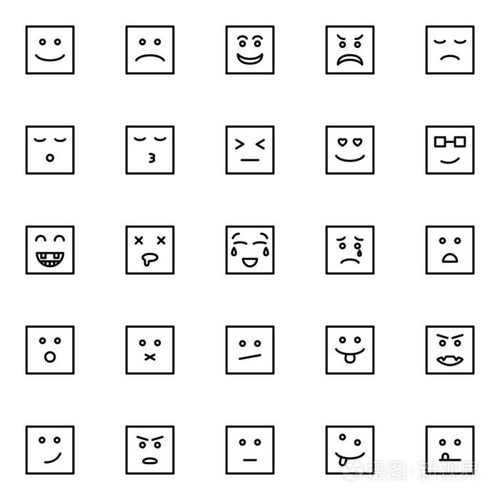 一组表情符号行图标