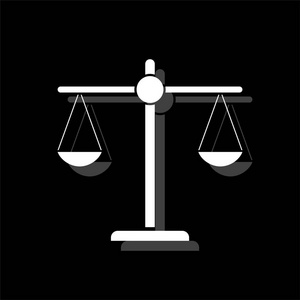 公正标准. 白色平面简单图标阴影照片