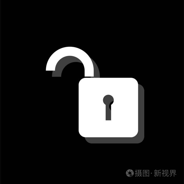 解锁. 白色平面简单图标阴影