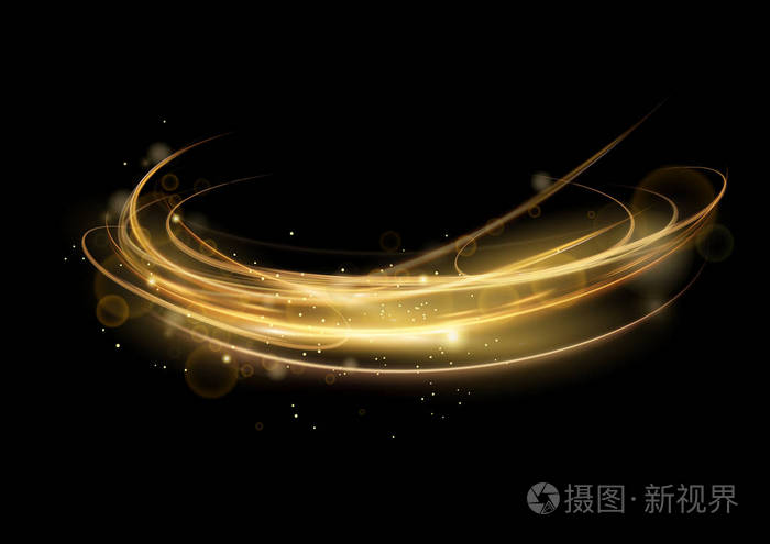 上孤立的金色抽象透明光效果的矢量例证抽象背景为科学未来主义能量