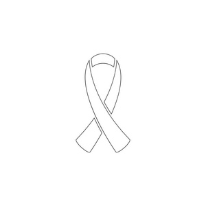 乳腺癌意识丝带。 简单的平面矢量图标插图。 轮廓线符号可编辑笔画