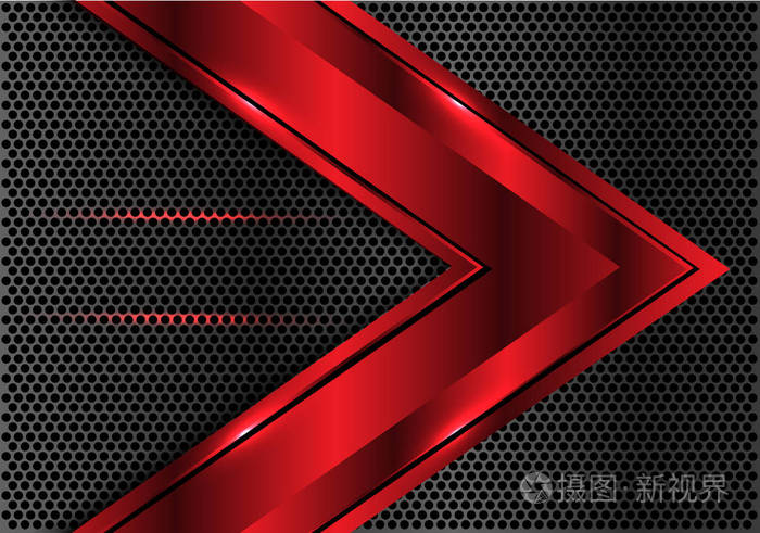抽象红色金属箭头速度方向暗圆网格设计现代豪华未来主义背景矢量插图