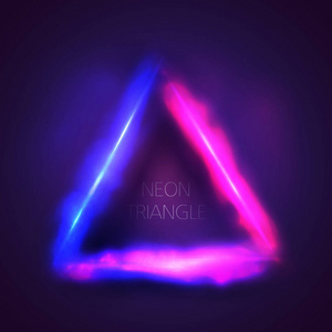 三角形框架霓虹灯发光的浅蓝色和粉红色与您的文字空间