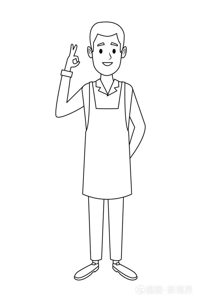 咖啡店服务员卡通插画-正版商用图片18hz9s-摄图新视界