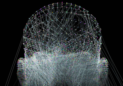 人工智能机器学习和计算机科学抽象概念科学技术背景。 三维插图