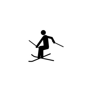 剪影滑雪自由泳运动员独立图标。冬季体育比赛纪律。黑白设计矢量图..白色背景下信息图形的网络象形图图标符号