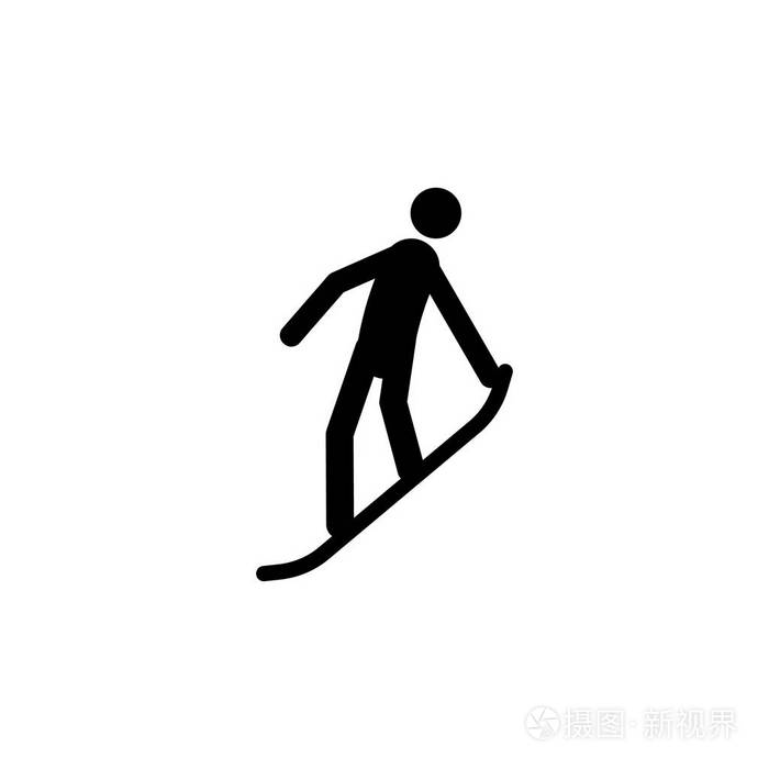 剪影滑雪运动员隔离图标冬季体育比赛纪律黑白设计矢量图白色背景下