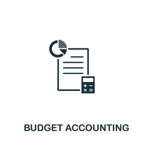 预算会计图标。从企业管理图标集合的高级风格设计。像素完美的预算会计图标, 用于网页设计, 应用程序, 软件, 打印使用