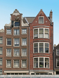 荷兰传统建筑房屋立面，阿姆斯特丹有高窗