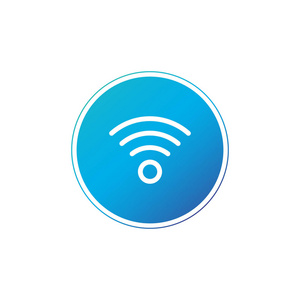 蓝色圆圈中的wifi简单图标。 无线互联网图标。 白色分离的矢量插图