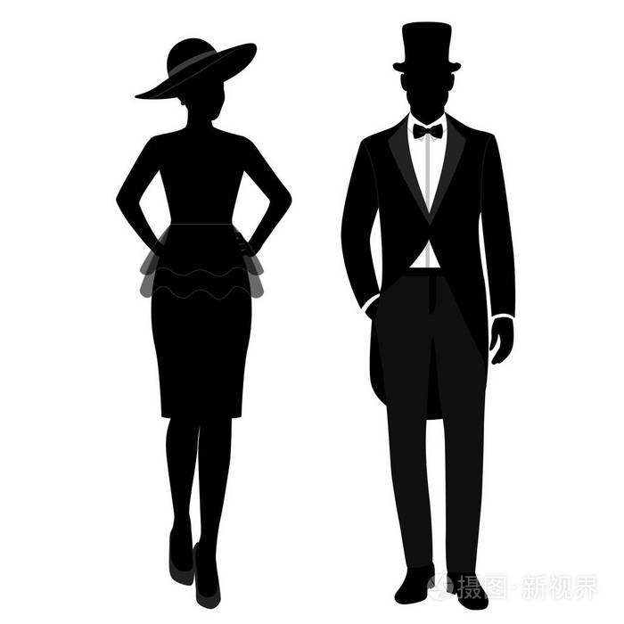 绅士和女士图标孤立在白色背景上. 矢量插图