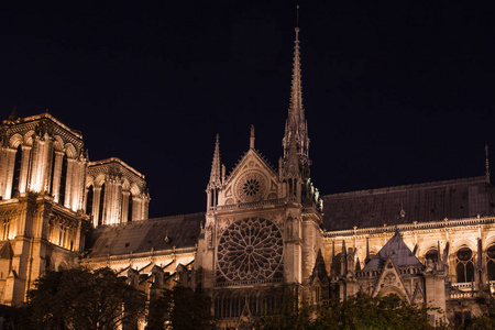 法国傍晚巴黎圣母院