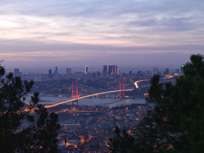 日落时伊斯坦布尔博斯普鲁斯风景