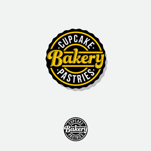 面包店标志。 面包店高级徽章。 刻在圆形徽章上。 老式招牌。