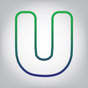 中心脚本字母u标志设计模板元素. 矢量.