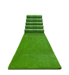 白色背景的亮绿色地毯