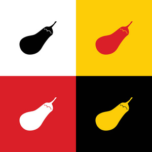 茄子招牌。 沙拉配料。 健康蔬菜。 矢量。 相应颜色上的德国国旗图标作为背景。