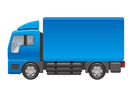 向量蓝色卡车例证在白色背景