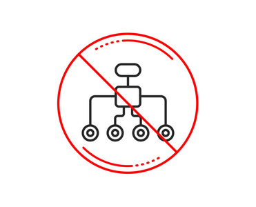 没有或停止标志。 重组线路图标。 商业架构标志。 委托符号。 警告禁止禁止停止符号。 没有图标设计。 向量