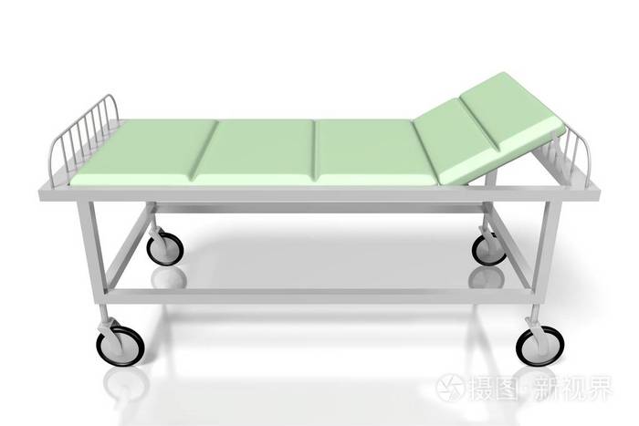 白色背景隔离的医疗床